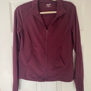 Women's Maroon dry fit athletic zip up